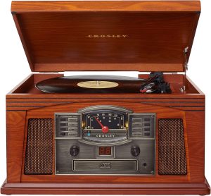 Crosley CR42D-PA Lancaster 3-Speed Turntable with Radio, CD/Cassette Player, Aux-in and Bluetooth, Paprika