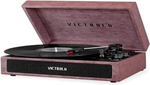 Victrola Parker Bluetooth Suitcase Record Player with 3-Speed Turntable, Lambskin Dusty Rose (VSC-580BT-LDR)