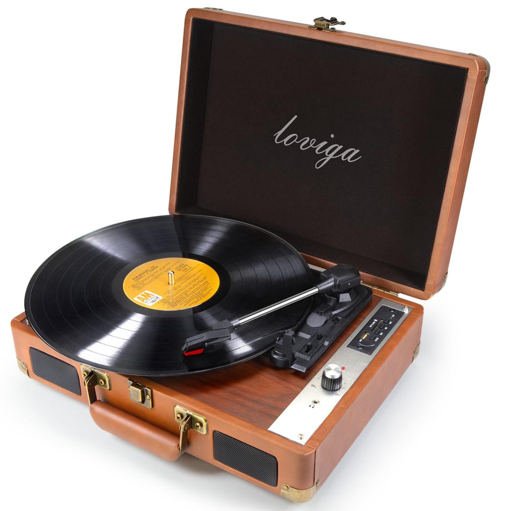 Loviga Vinyl Record Player Turntable with Built-in Bluetooth Receiver ...