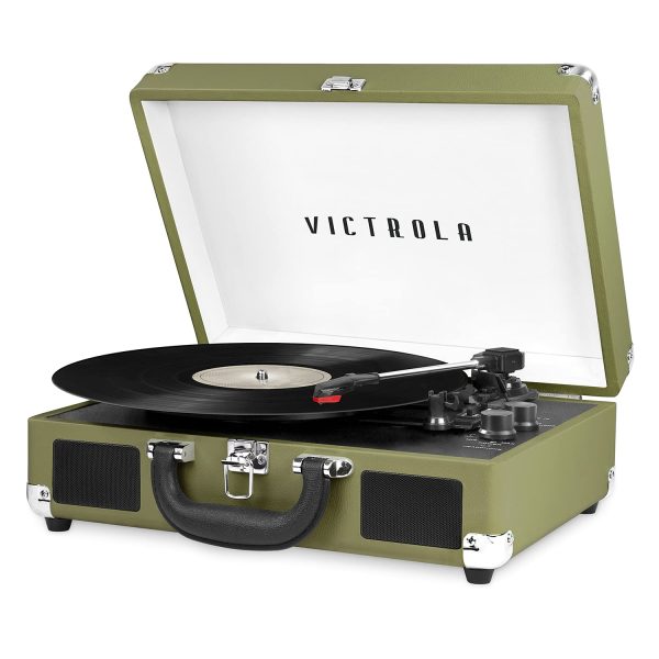 Victrola Vintage 3-Speed Bluetooth Portable Suitcase Record Player with Built-in Speakers | Upgraded Turntable Audio Sound| Includes Extra Stylus | Turquoise, Model Number: VSC-550BT-TQ
