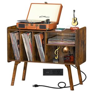 "Lerliuo Record Player Stand with Charging Station"