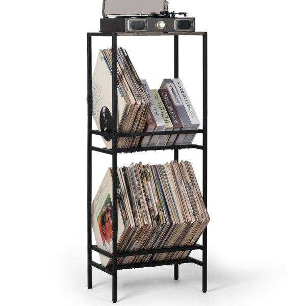 3 Tier Vinyl Record Player Stand Holds Up to 160 Albums, Large Record Player Table with Vinyl Record Holder Cabinet, Vinyl Record Storage Shelf, Turntable Stand Tall for Living Room, Office