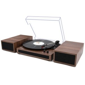 LP&No.1 Record Player, Wireless Turntable with Stereo Bookshelf Speakers,Vinyl Record Player,Support Wireless,Auto-Stop,Light Wood