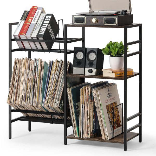 Record Player Stand with Vinyl Storage, 3-Tier Record Player Table Storage Up to 240 Albums, Large Turntable Stand Holds with Metal Frame, Record Cabinet for Living Room with Vinyl Record Holder