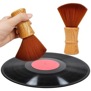 Vinyl Record Cleaner Brush, Anti Static Dust Remover with Fine Fiber Bristles, Wood Record Brush Accessories for Vinyl Albums LP CD Cartridge (Brownish Green)