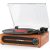 Record Player with Bulit-in Speaker Vintage Belt-Driven Turntable with Bluetooth Wireless Playback Support 3-Speed 33 1/3, 45, 78RPM AUX-in RCA Out Vinyl Players