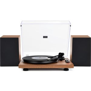 Vinyl Record Player Turntable with Speakers (36W) Wireless Bookshelf HiFi Stereo System Support USB Recording Magnetic Cartridge Built-in Phono Preamp Adjustable Counterweight Belt Drive Auto Stop