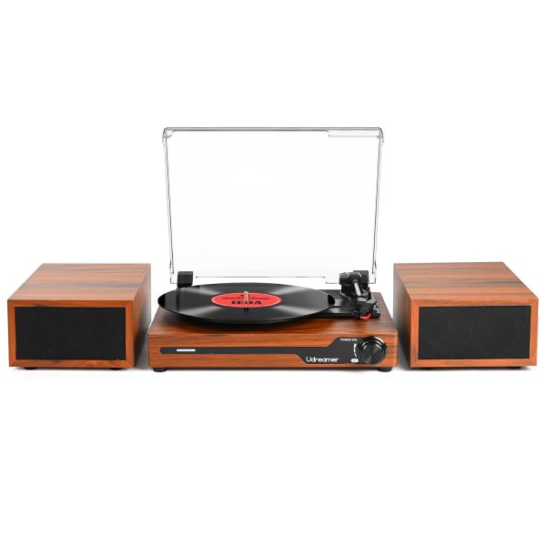 Vinyl Record Player with External Speakers,Turntable with BT 5.3 for Vinyl Records,Portable Vintage Vinyl Player with USB and 3 Speed