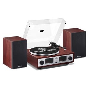 ANGELS HORN High Fidelity Bluetooth Turntable, Vinyl Record Player with Bookshelf Speakers, Built-in Phono Preamp, Belt Drive 2-Speed, Pitch Control, Adjustable Counterweight, AT-3600L