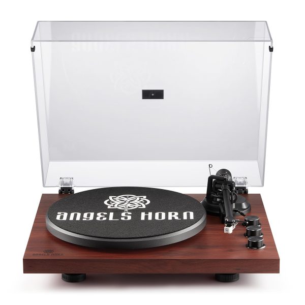 ANGELS HORN Vinyl Record Player Turntable with 2-Speed Belt-Drive, Bluetooth Output, Pitch Control, Built-in Phono Preamp, Adjustable Counterweight, AT-3600L