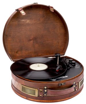 ClearClick Vintage Suitcase Turntable with Bluetooth & USB - Classic Wooden Retro Style