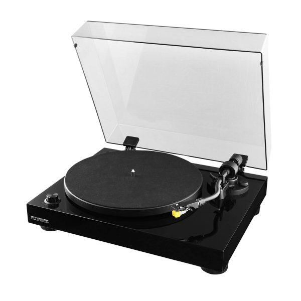 Fluance RT80 Classic High Fidelity Vinyl Turntable Record Player with Audio Technica AT91 Cartridge, Belt Drive, Built-in Preamp, Adjustable Counterweight, Solid Wood Plinth - Piano Black