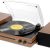 Retro Vinyl Record Player Bluetooth Desktop Phonograph Belt-Drive Turntable with External Speakers,Dual Stereo Speakers LP Players AUX Headphone Input RCA Out, 3 Speeds 3 Sizes Wood Brown