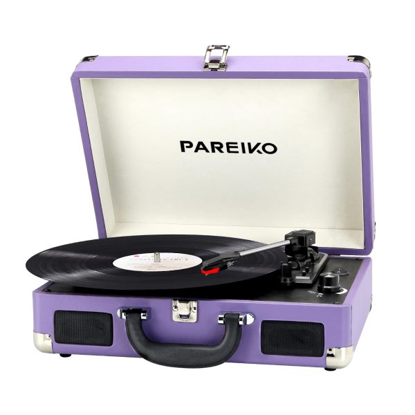 Vinyl Record Player 3 Speeds Portable Suitcase Turntable with Built-in Battery, Bluetooth Phonograph with Bulit-in Speakers 3.5mm Headphone Jack Aux-in/RCA Line Out