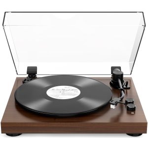 Record Player Belt-Drive Turntable with Bluetooth Output Connectivity Support 2 Speeds (33&45RPM) RCA Output Line Vinyl Record Player with Magnetic Cartridge Built-in Phono Pre-amp