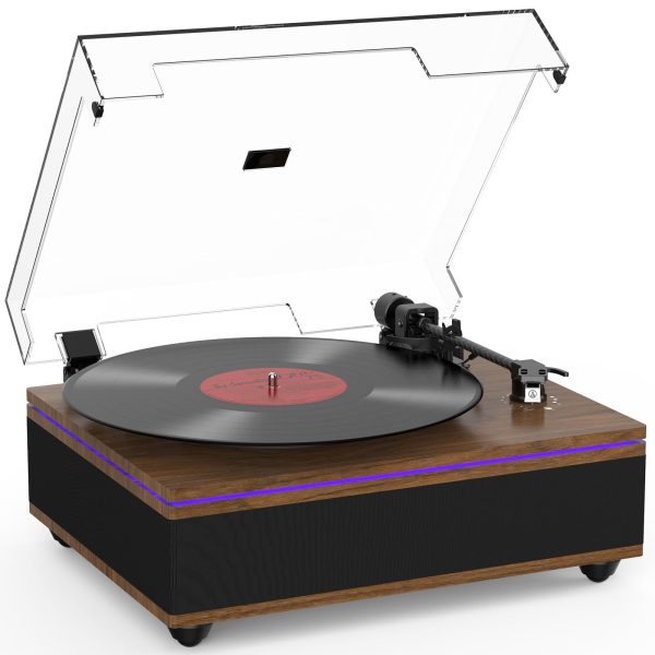 Vinyl Record Player with Built-in Stereo Speakers Bluetooth Belt-Drive Turntable High Fidelity Turntables for Vinyl Records with Magnetic Cartridge AT-3600L 2 Speed Turntable with LED Light