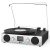 VinylsLink Record Player with Built-in Speakers, Belt-Driven Turntable Support 3-Speed, FM Radio and Bluetooth Receiving, RCA Line Out & AUX in, USB Recording and Auto Stop, Silver Black